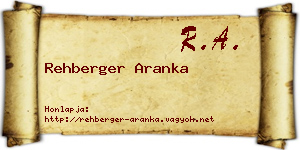 Rehberger Aranka névjegykártya